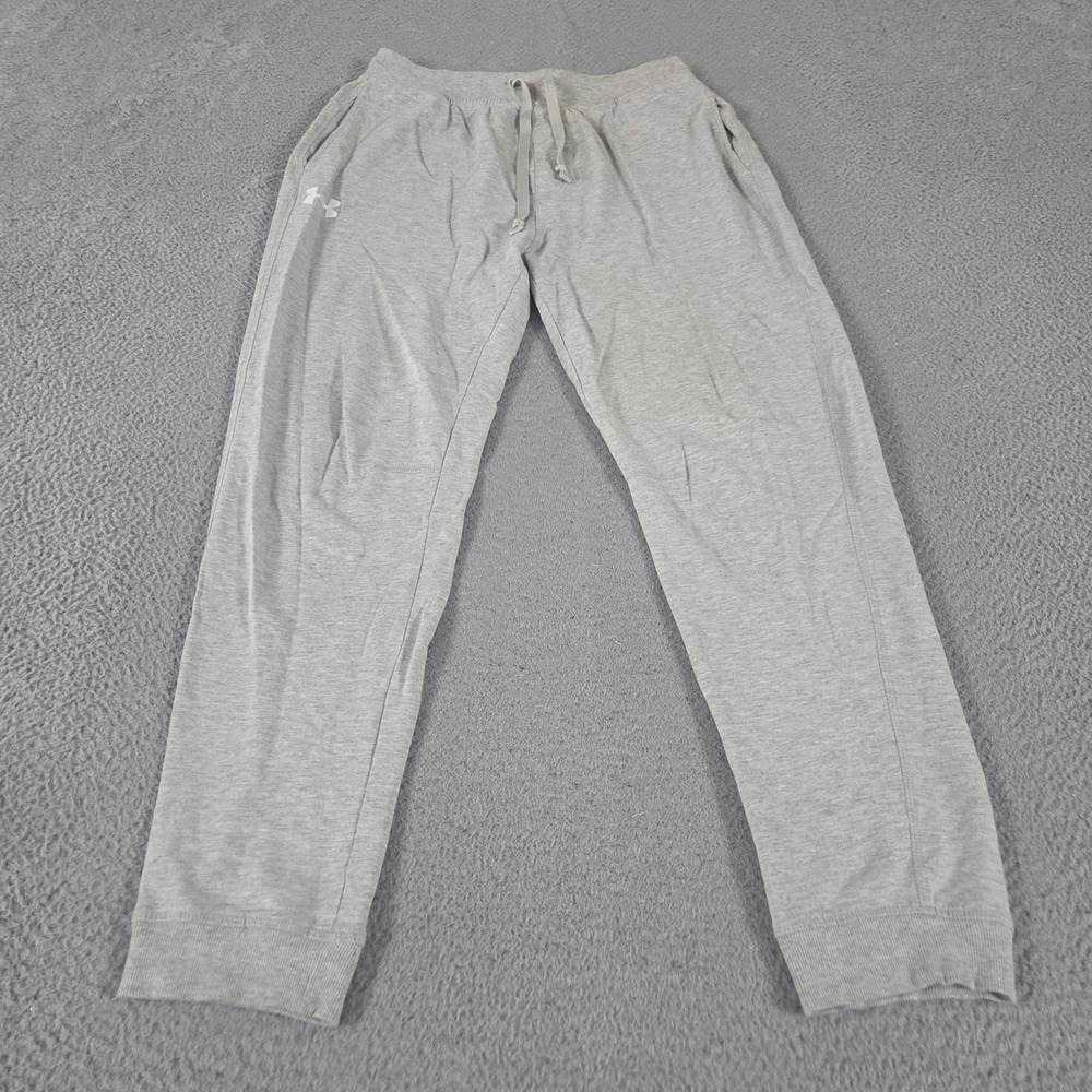 Under Armour Pants Mens XL Gray Rival Fleece Jogger Tapered Leg ColdGear Logo
